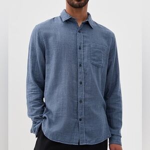 Theory Men's Denim Blue Button Down Shirt